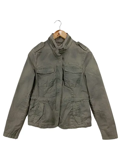 COMMA Damen Leichte Jacke Gr. 38/M Grün Casual Übergangsjacke