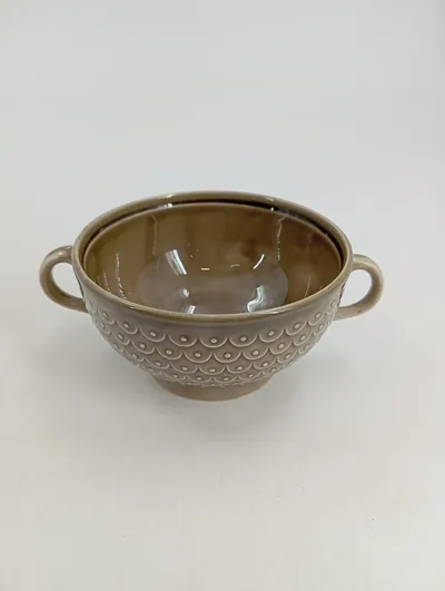 PAGNOSSIN Dekoschale Braun Keramik Modern Engel Ø 12cm Schale mit Griffen