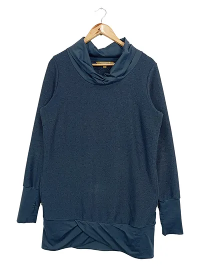 FINSIDE Damen Pullover Gr. 42/XL Blau Rollkragen Casual Strukturmuster