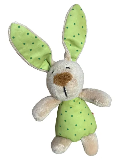 Sigikid Baby Kuscheltier Hase Stofftier Beige Grün gepunktet