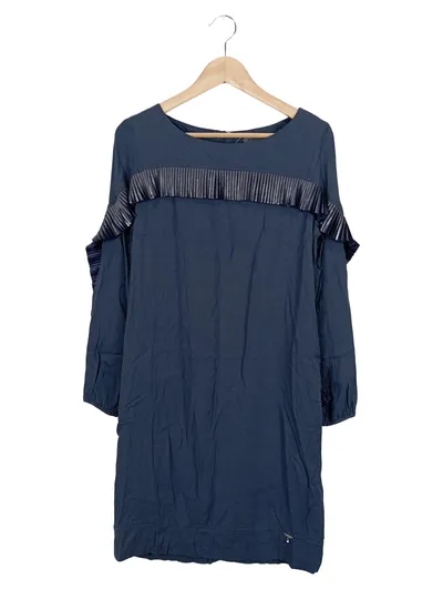 AIRFIELD Damen Blusenkleid Gr. 36/S Blau Elegant Rüschen Midikleid