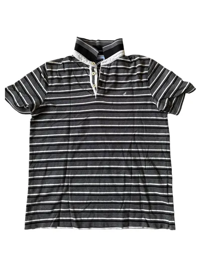 Hechter Herren Poloshirt Gestreift Grau M Kurzarm Casual