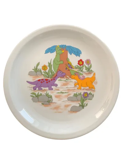 Gallo Design Kinderteller Dinosaurier Motiv Mehrfarbig Porzellan Farbenfroh