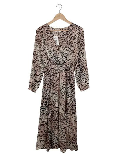 COSTES Damen Freizeitkleid S 36 Animal-Print Wickelkleid Mehrfarbig Maxikleid