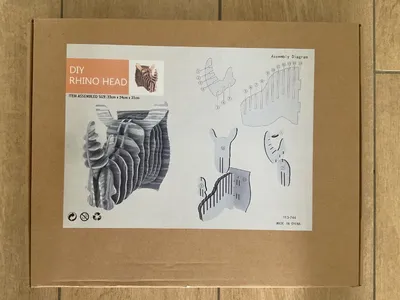 Markenlos DIY Nashornkopf Modellbausatz Braun Bastelset Deko