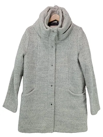 TOM TAILOR Denim Damen Übergangsmantel Gr. L grau meliert Stehkragen