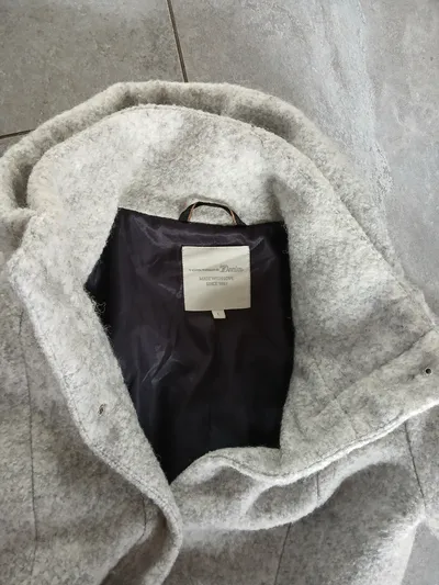 TOM TAILOR Denim Damen Übergangsmantel Gr. L grau meliert Stehkragen