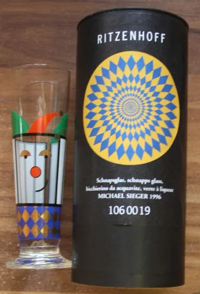 RITZENHOFF Schnapsglas Michael Sieger 1996 Clown Mehrfarbig