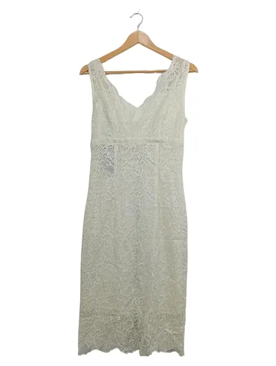 TENAX Spitzenkleid Damen Gr. 42 Weiß Elegant Hochzeit Midikleid