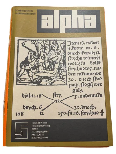 Alpha Mathematische Schülerzeitschrift Volk und Wissen 18. Jg. 1984 DDR