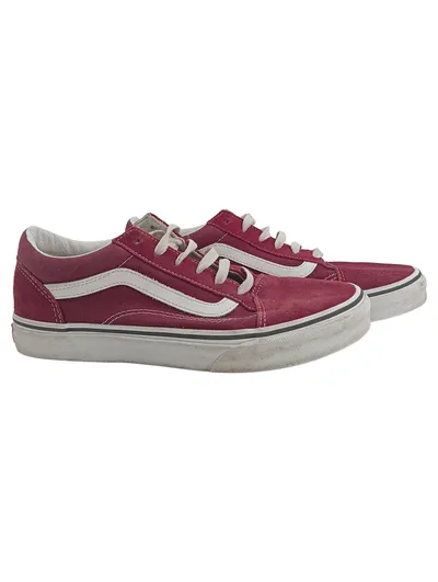 Vans Old Skool Sneaker Low Damen Gr. 38 Rot Weiß Canvas Wildleder