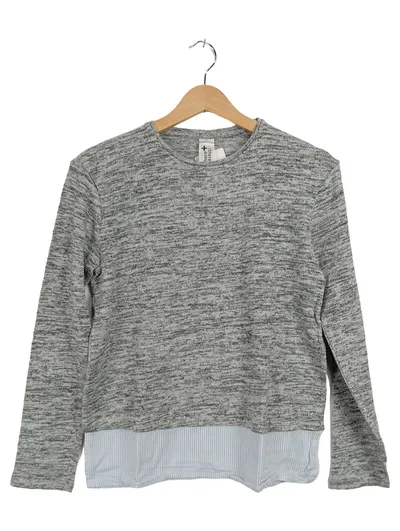 Here & There Pullover Gr. 164 Grau Meliert Hemdeinsatz 2-in-1 Look Baumwolle