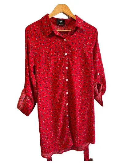 AX Paris Damen Hemdbluse Rot Floral Gr. 42/XL