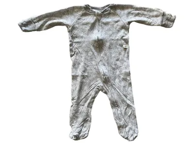 Perlimpinpin Baby Strampler Einteiler Gr. 68 Grau Florales Muster
