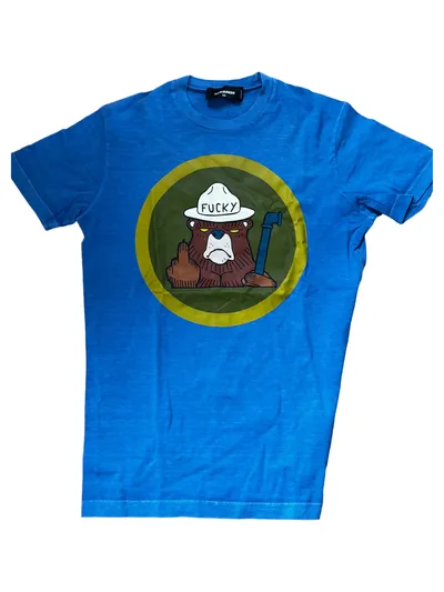 Dsquared2 Herren T-Shirt Bär Mann Blau Gr. 44/XS Casual