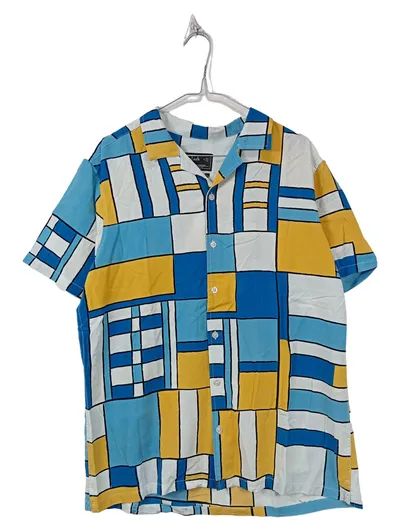 Splash Herren Freizeithemd Kurzarm Viskose Geometrisch Mehrfarbig Gr. L