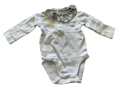 Jacadi Baby Body Mädchen Gr. 6M/68 Weiß Langarm Rüschenkragen Baumwolle