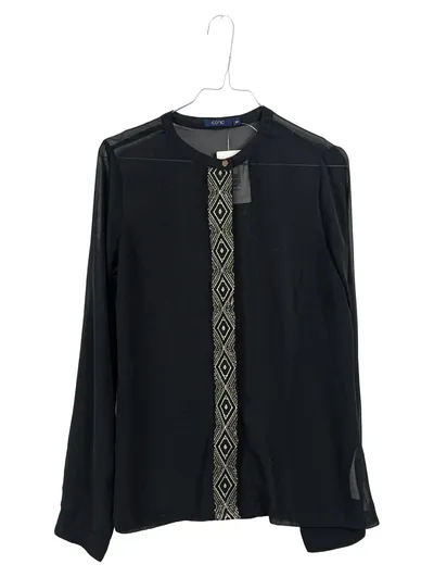 Iconic Bohemian Bluse Damen Langarm Geometrisch Schwarz Gr. 38 M