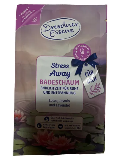 Dresdner Essenz Stress Away Badeschaum Lavendel Lotos Jasmin 60ml Lila