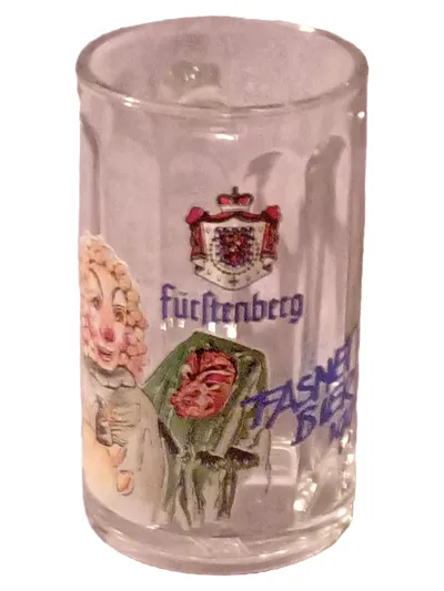 Fürstenberg Weizenbierglas Clown Motiv Glas 13cm Party Glas Transparent