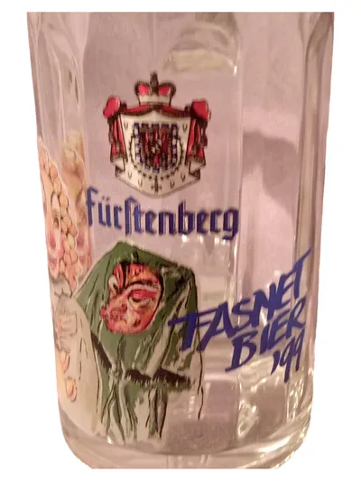 Fürstenberg Weizenbierglas Clown Motiv Glas 13cm Party Glas Transparent