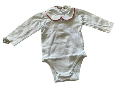 Jacadi Baby Body Mädchen Gr. 6M/68 Weiß Uni mit Kragen