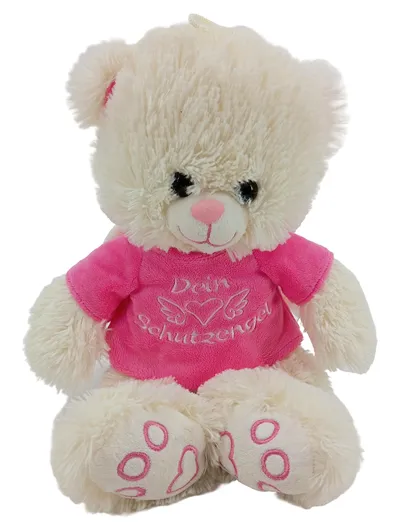 PAUL HAMBURG Baby Kuscheltier Teddybär Weiß Pink 40cm Schutzengel Plüschtier