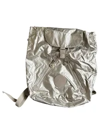 Kipling Rucksack Silber Metallic Damen Casual mit Affenanhänger 1