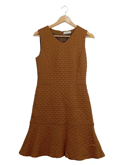 ST.EMILE Damen Kleid Gr. 36 Braun Elegant Strukturmuster Festlich