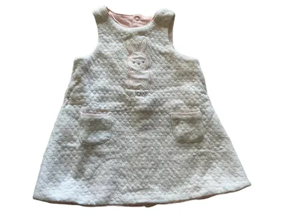 Obaïbi Sommerkleid Mädchen Gr. 68 Weiß Casual Baumwolle Hase