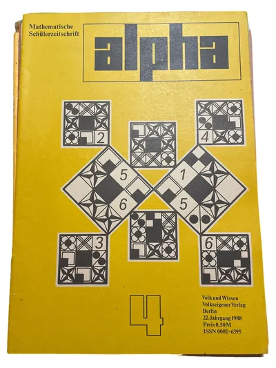 Volk und Wissen alpha 22. Jg. 1988 Heft 4 Mathematik Schülerzeitschrift DDR