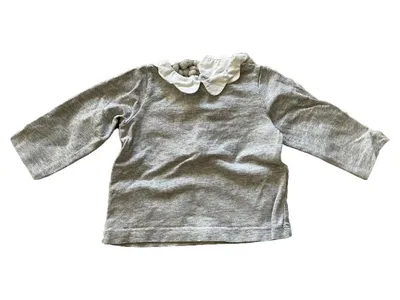 Jacadi Baby Langarmshirt Grau Gr. 68 (6M) Baumwolle Klassisch