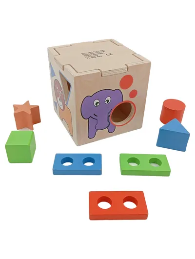 INNOVAKIDS Steckwürfel Motorikspielzeug Holz Mehrfarbig Elefant Hund Kinder