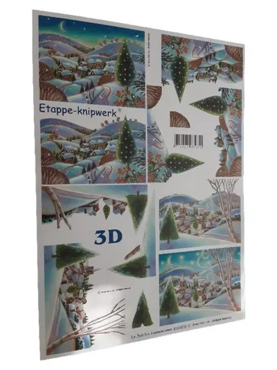 LeSuh Etappe-knipwerk 3D Bastelbogen Winterdorf Schnee Weihnachten