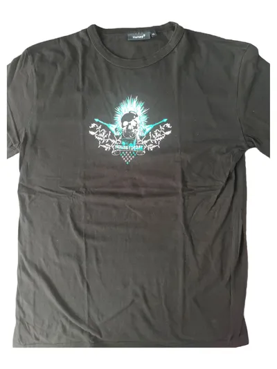 Hanes Herren T-Shirt Totenkopf Print Schwarz XL Casual