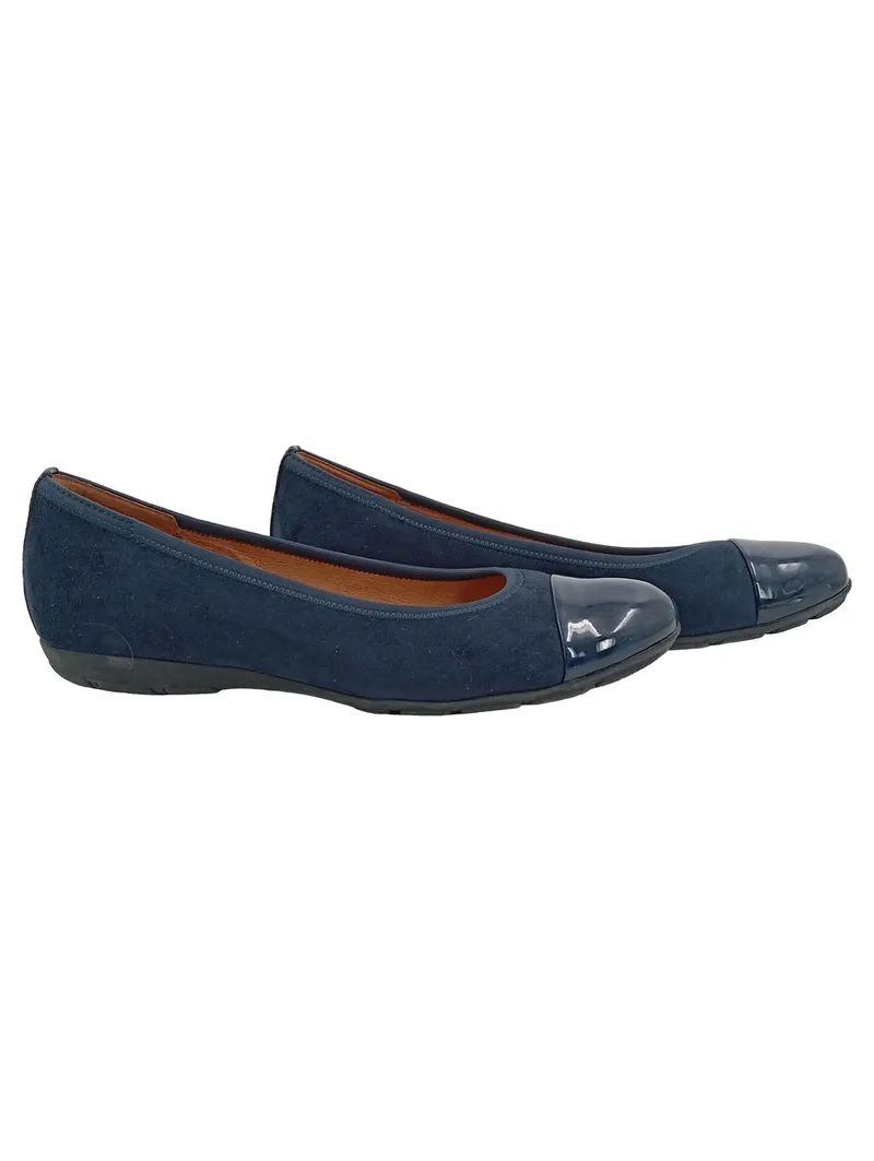 Gabor Hovercraft Damen Ballerinas Blau Wildleder Lack Gr. 38 UK 5 1
