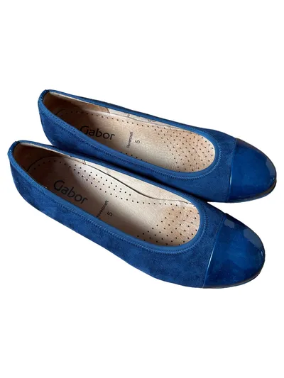 Gabor Hovercraft Damen Ballerinas Blau Wildleder Lack Gr. 38 UK 5