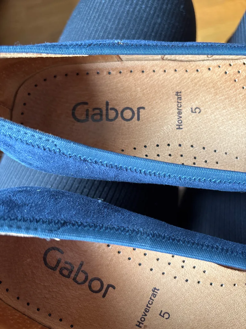 Gabor Hovercraft Damen Ballerinas Blau Wildleder Lack Gr. 38 UK 5 3