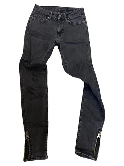 AllSaints Mast Skinny Jeans Damen W24 Grau Reißverschluss Knöchel
