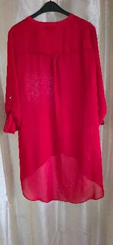 Rick Cardona Damen Tunika Bluse Rot Gr. 46 Langarm Viskose