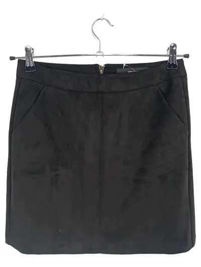 VERO MODA Damen Rock Minirock Schwarz Wildlederoptik Gr. S 36