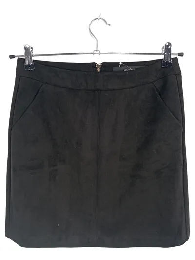 VERO MODA Damen Rock Minirock Schwarz Wildlederoptik Gr. S 36