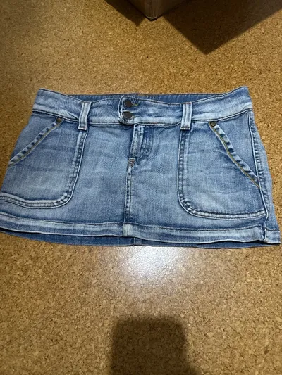 MELTIN'POT Jeansrock Damen Minirock A-Linie Baumwolle Blau Gr. 38 M