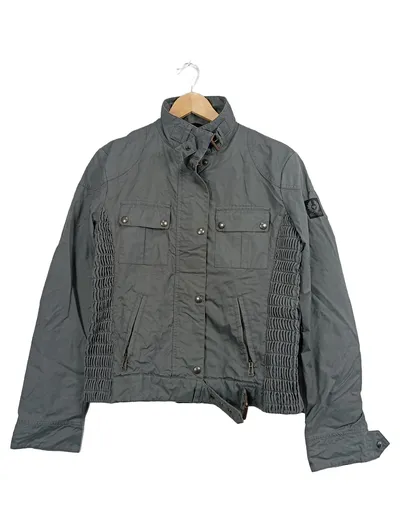 Belstaff Herren Leichte Jacke Gr. 48 Grau Nylon Biker Style Casual