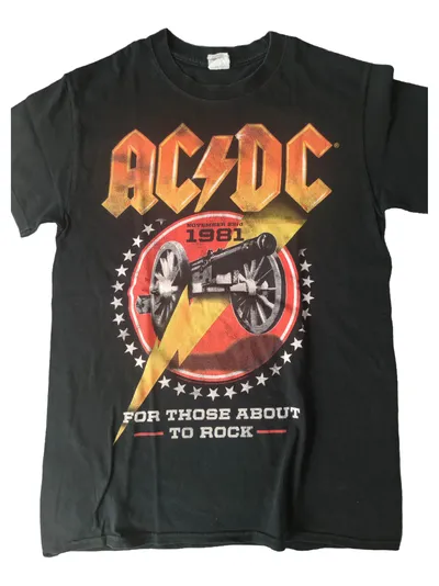 Gildan AC/DC T-Shirt Herren S 46 Schwarz For Those About To Rock Retro