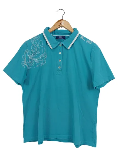 FIORA BLUE Damen Poloshirt Gr. 46/3XL Blau Casual Basic Feminin