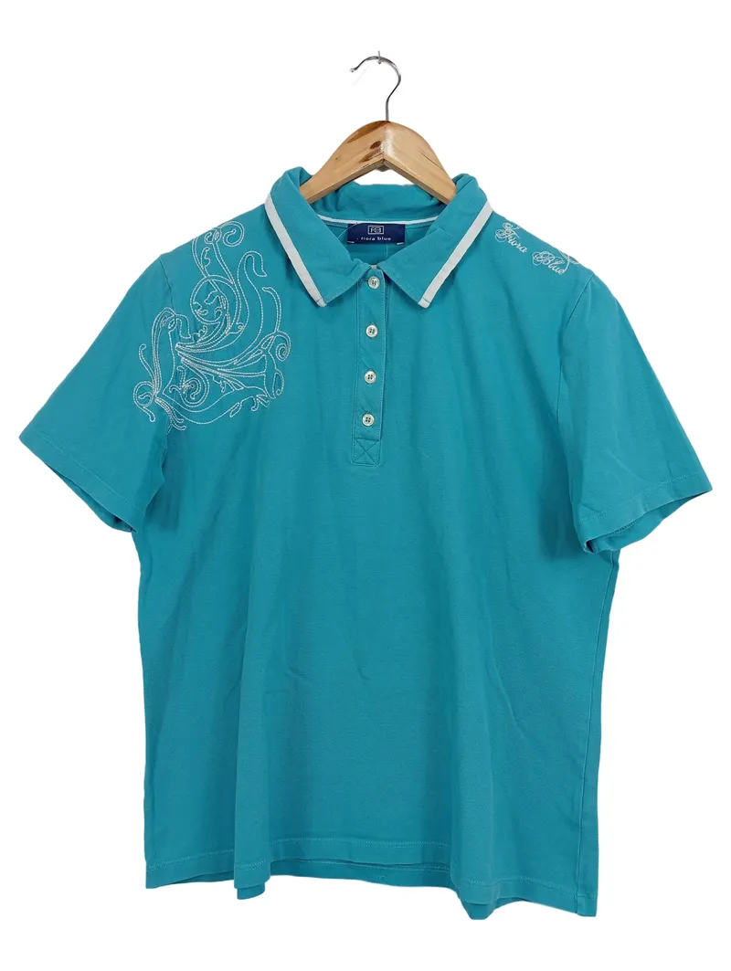 FIORA BLUE Damen Poloshirt Gr. 46/3XL Blau Casual Basic Feminin 1