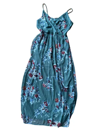 VERO MODA Damen Maxikleid Gr. 38/M Türkis Blumenmuster Freizeit