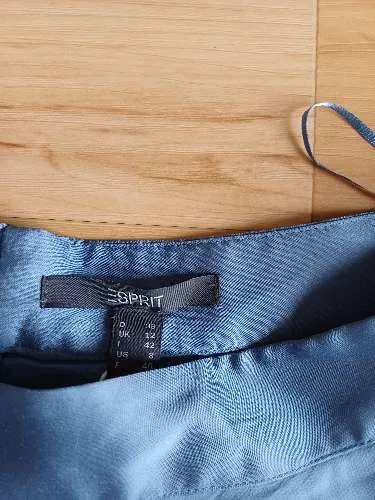 Esprit A-Linienrock Damen Midirock Elegant Uni Blau Gr. 38 M