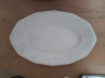 Hutschenreuther Servierplatte Porzellan Weiß Klassisch Oval 42x28 cm Struktur